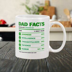 🌟 "Dad Facts Mug 11oz - Funny White Coffee Cup for Dad's Humor & Kindness!"